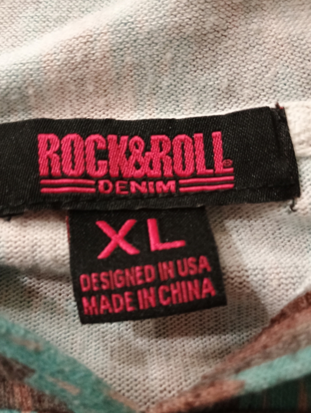 Rock & Roll Denim Kids Aztec Pattern Hoodie Jacket - Teal & Gray - Picture 2 of 3